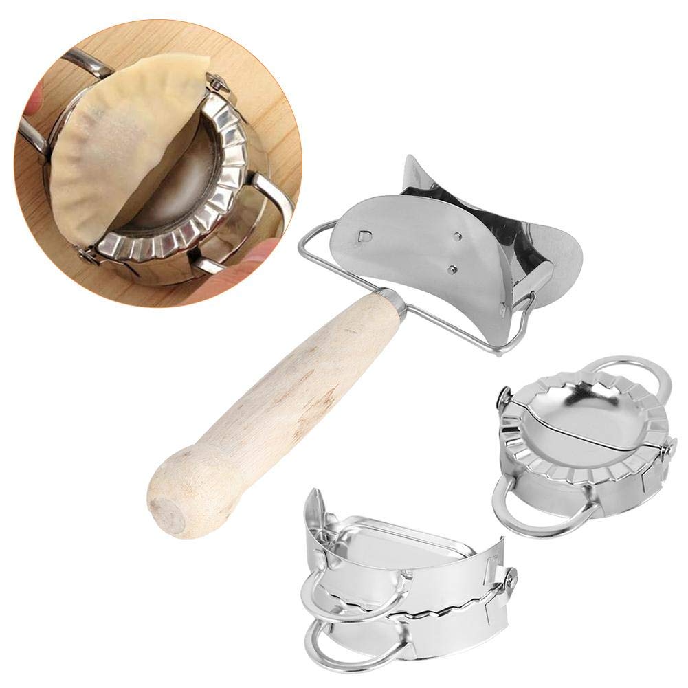 3-Piece Dumpling Maker Set - Stainless Steel Dumpling Molds & Skin Press with Wooden Handle - Perfect for Homemade Dumplings, Empanadas & Asian Cooking - Kitchen Gadget for Easy Meal Prep & Family Cooking