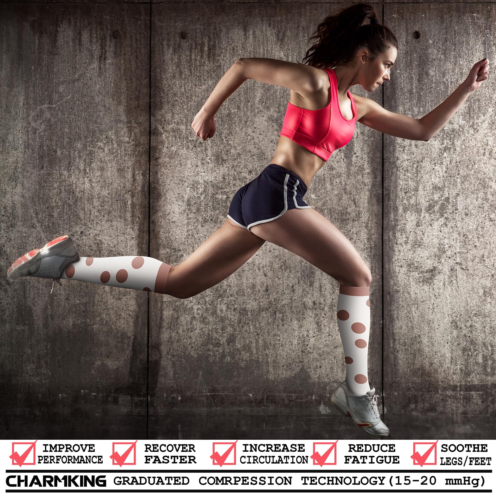CHARMKING Compression Socks for Women & Men - 15-20 mmHg Medical Grade Support - 4 Pairs Pack - Ideal for Running, Cycling, Travel & Nurse Work - Improve Blood Circulation & Reduce Swelling
