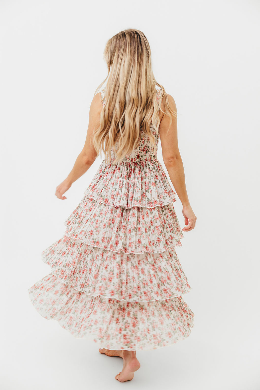 Esmeralda Off White & Rose Floral Summer Dress for Women - Perfect for Beach Weddings, Vacations & Boho Chic Outfits