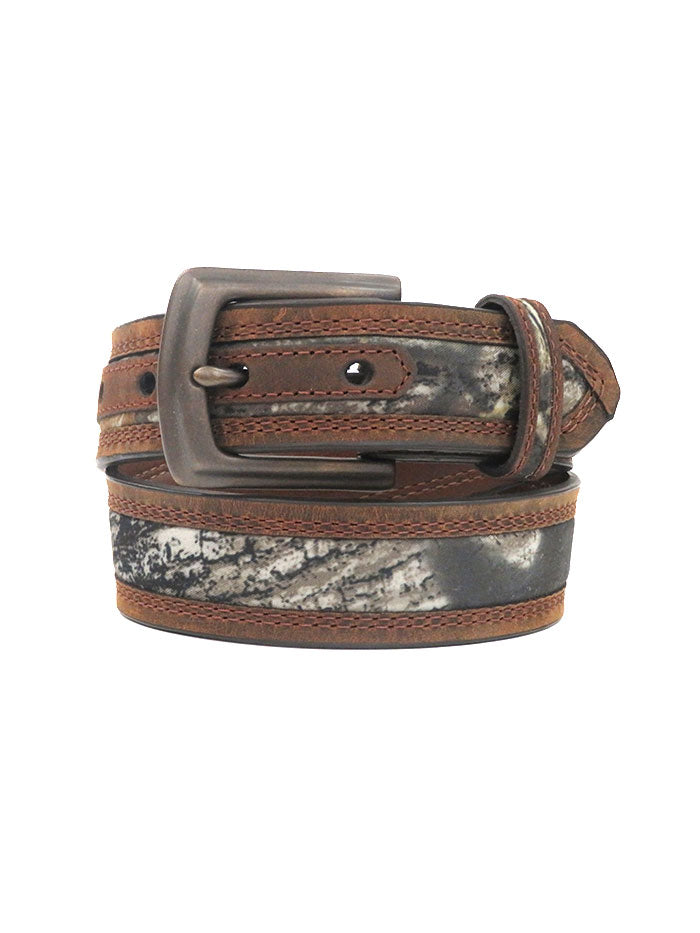 Nocona N44192222 Kids Mossy Oak Camo Leather Belt for Boys & Girls - Adjustable Brown Hunting Belt for Outdoor Adventures & Casual Wear