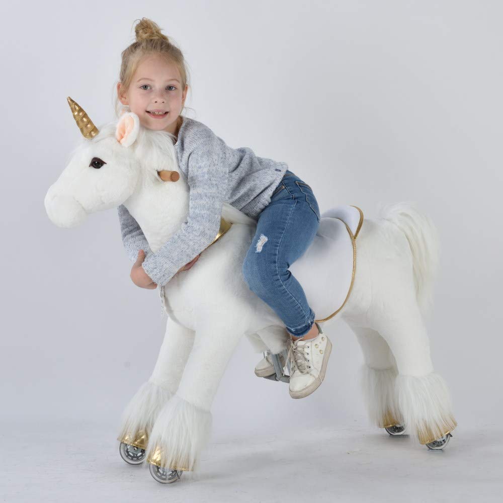 UFREE Ride-On Unicorn Plush Toy for Girls Ages 4-9 | 36 Inch Walking Stuffed Unicorn | Perfect Birthday Gift for Kids | Indoor & Outdoor Play, Imaginative Playtime, Party Favor