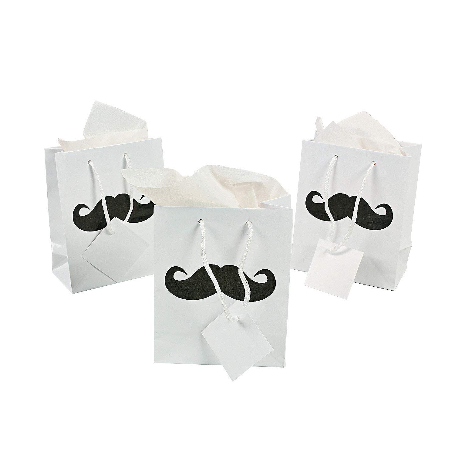 SM Mustache Party Gift Bags - 12 Pack Fun Mustache Themed Party Supplies for Birthday, Bachelorette & Themed Events