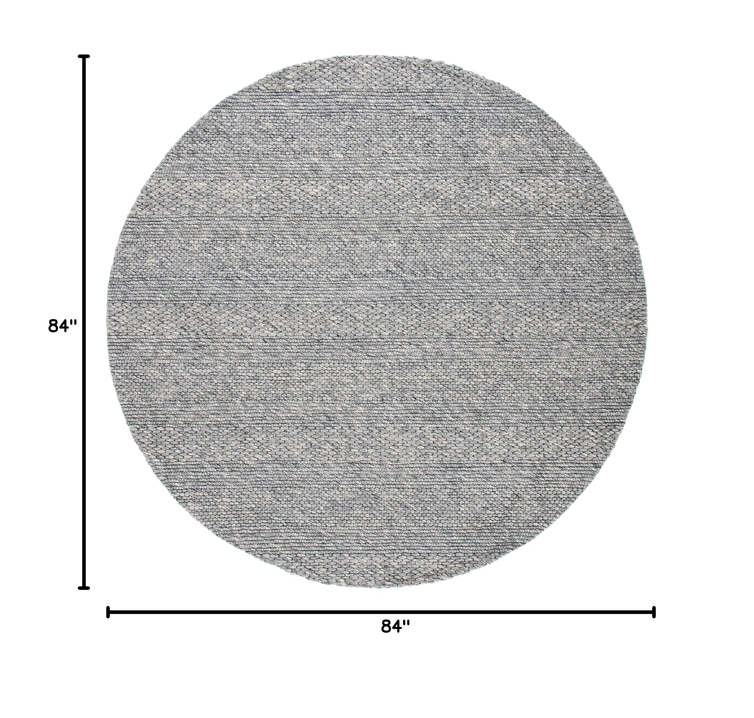 SAFAVIEH Marbella Collection 7-Foot Round Dark Grey Handmade Premium Wool Area Rug - Perfect for Living Room, Bedroom & Office Decor