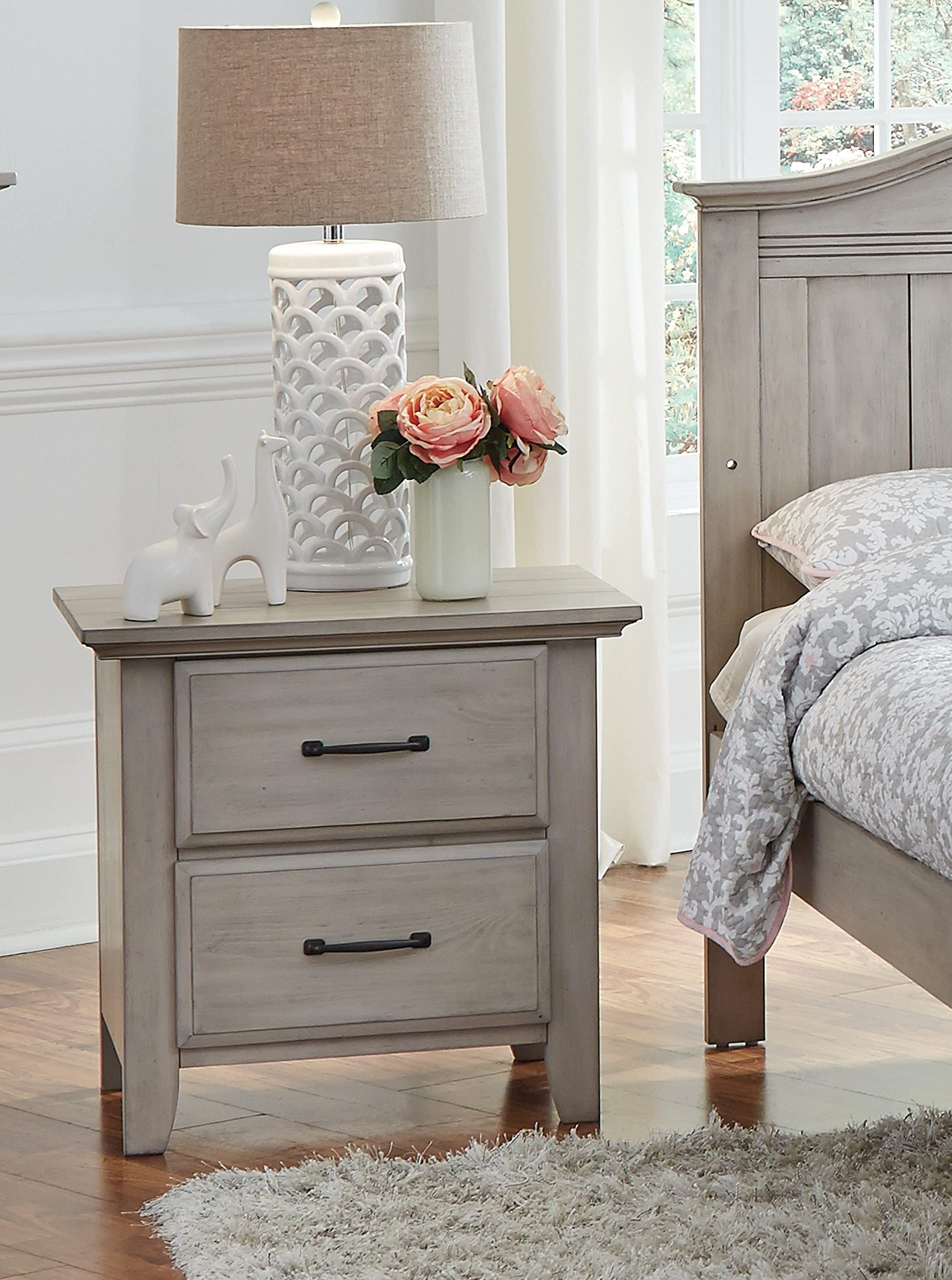 Soho Baby Chandler Premium 2-Drawer Nightstand - Stone Wash Finish | Modern Nursery & Bedroom Furniture for Kids & Teens | Perfect for Bedside Storage, Books, and Bedroom Decor