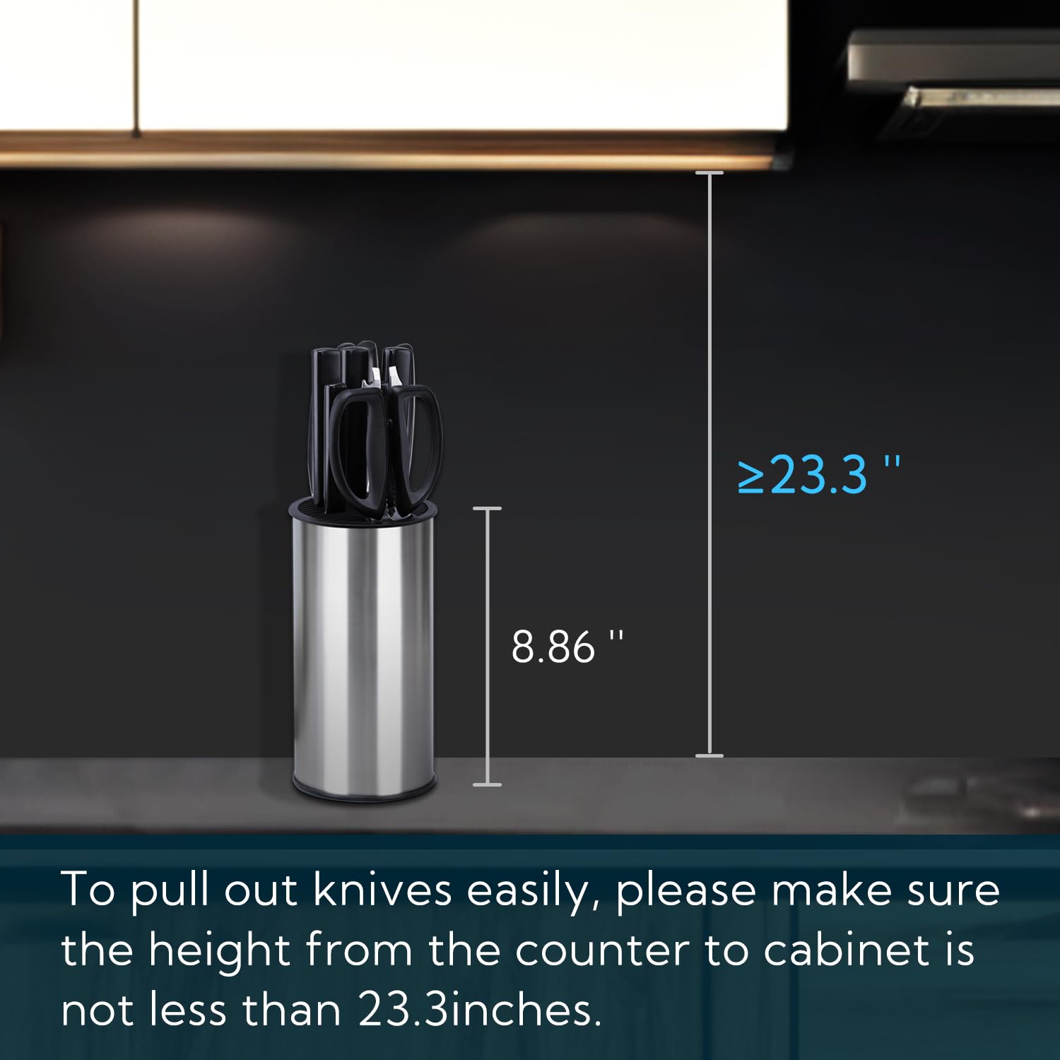 Universal Stainless Steel Knife Block - Round Kitchen Knife Holder (Knives Not Included) - Modern Countertop Space Saver with Scissor Slots - Detachable Design for Easy Cleaning - Perfect for Home Kitchens, Restaurants & Culinary Enthusiasts