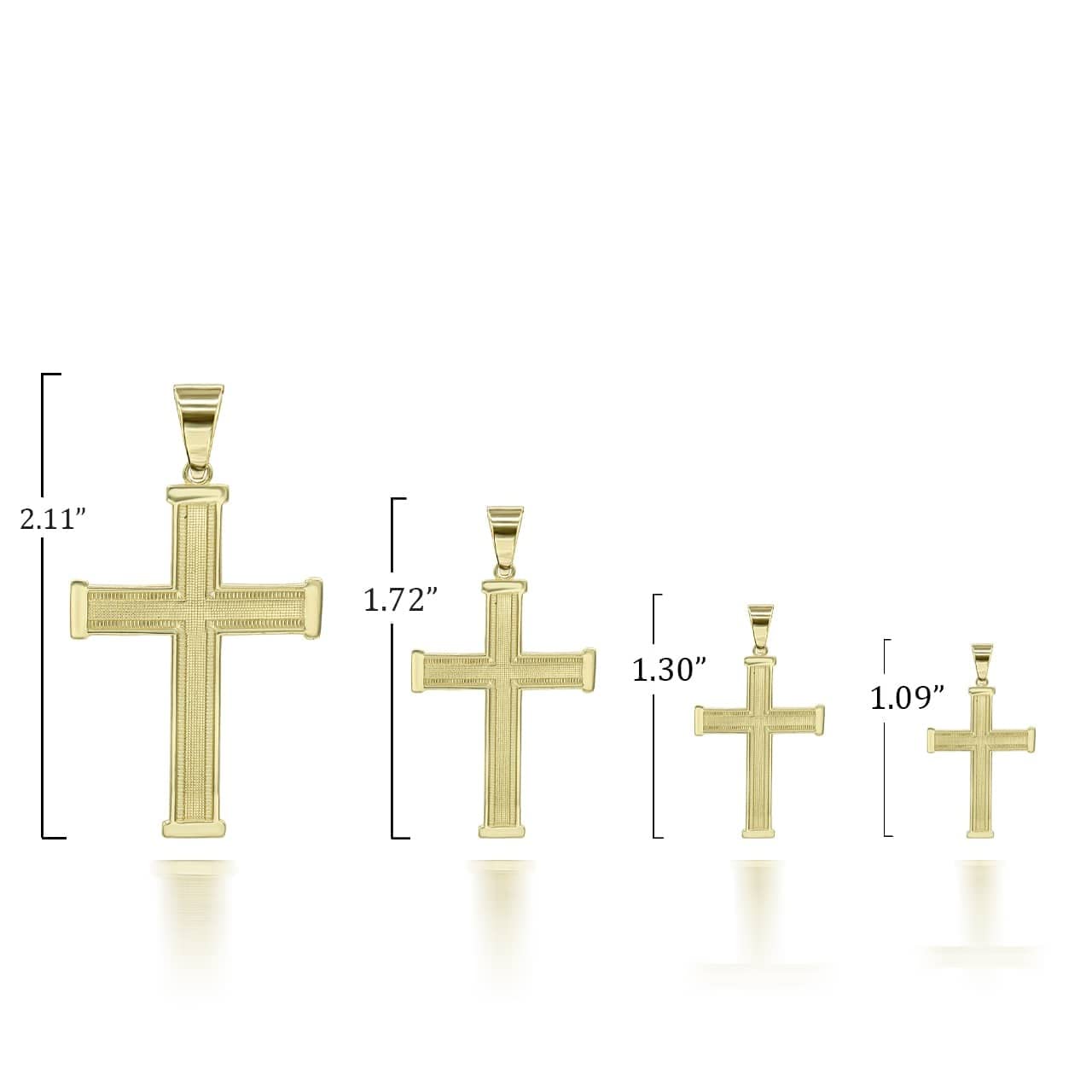 14K Solid Gold Religious Cross Pendant Necklace - Mini to Large Sizes - Perfect for Baptism, First Communion, Confirmation & Everyday Faith Jewelry