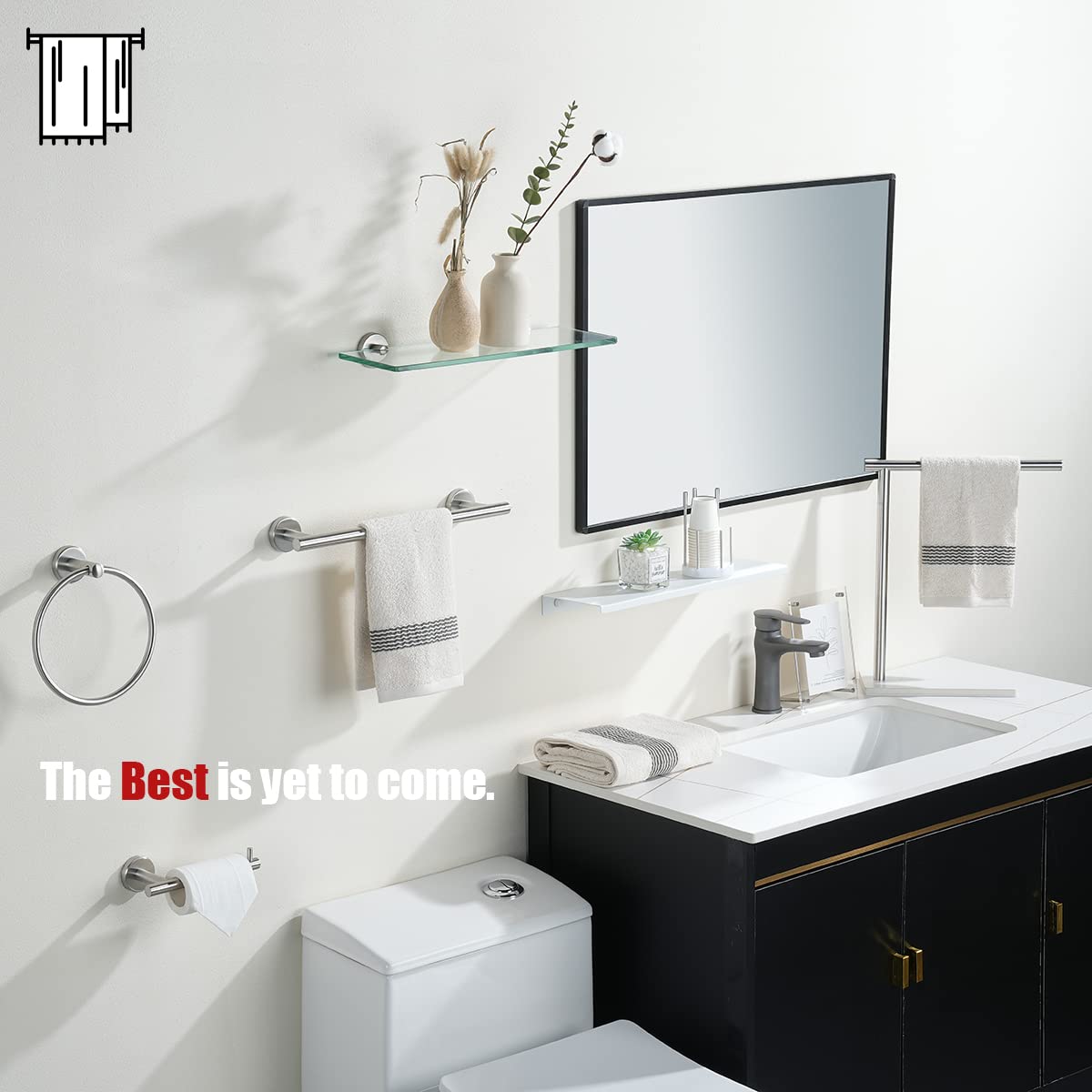 JQK 304 Stainless Steel Bathroom Towel Ring - Brushed Nickel Wall Mount Hand Towel Holder TR130-BN for Bath, Kitchen & Guest Room Decor