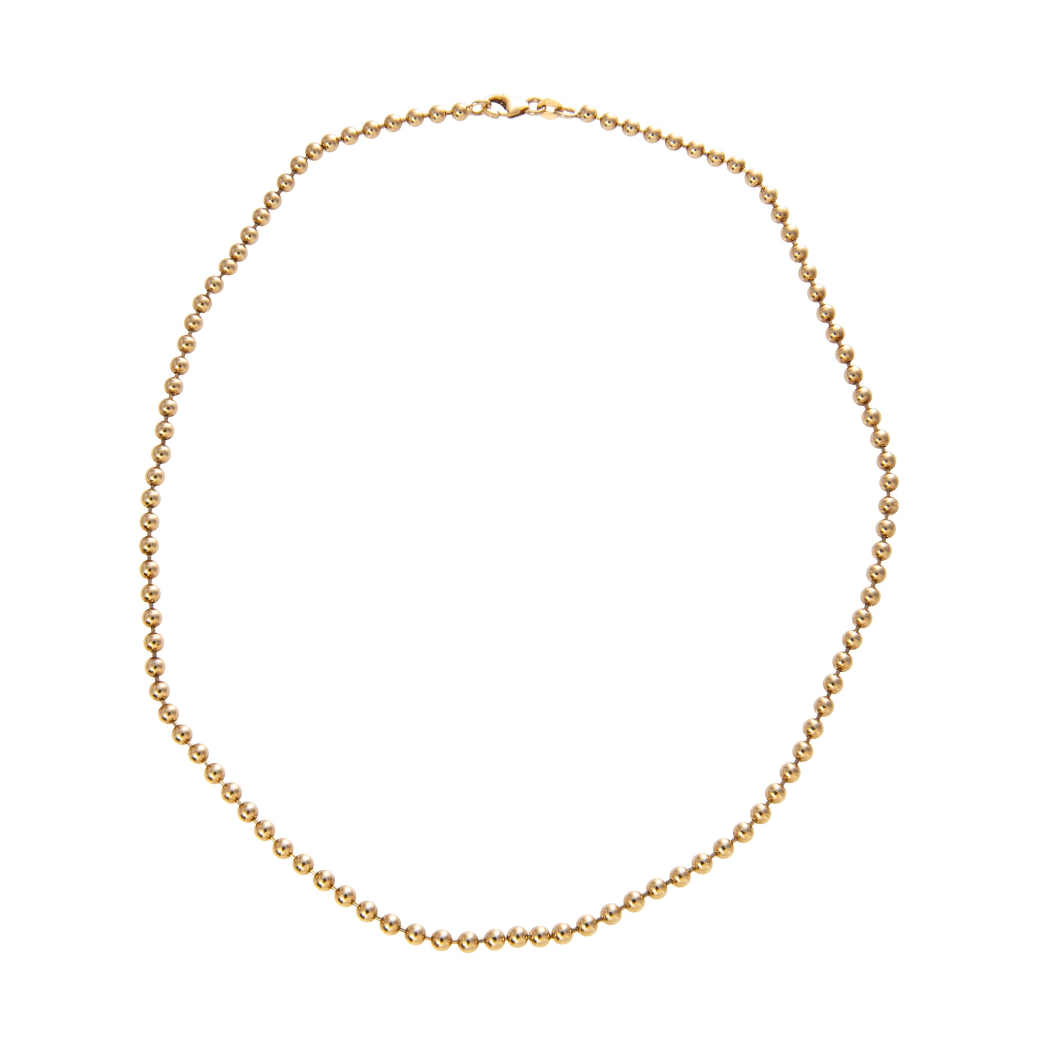 18K Yellow Gold Italian 3mm Ball Bead Chain Necklace - Elegant Layering Jewelry for Women, Perfect for Everyday Wear, Gift Giving and Special Occasions