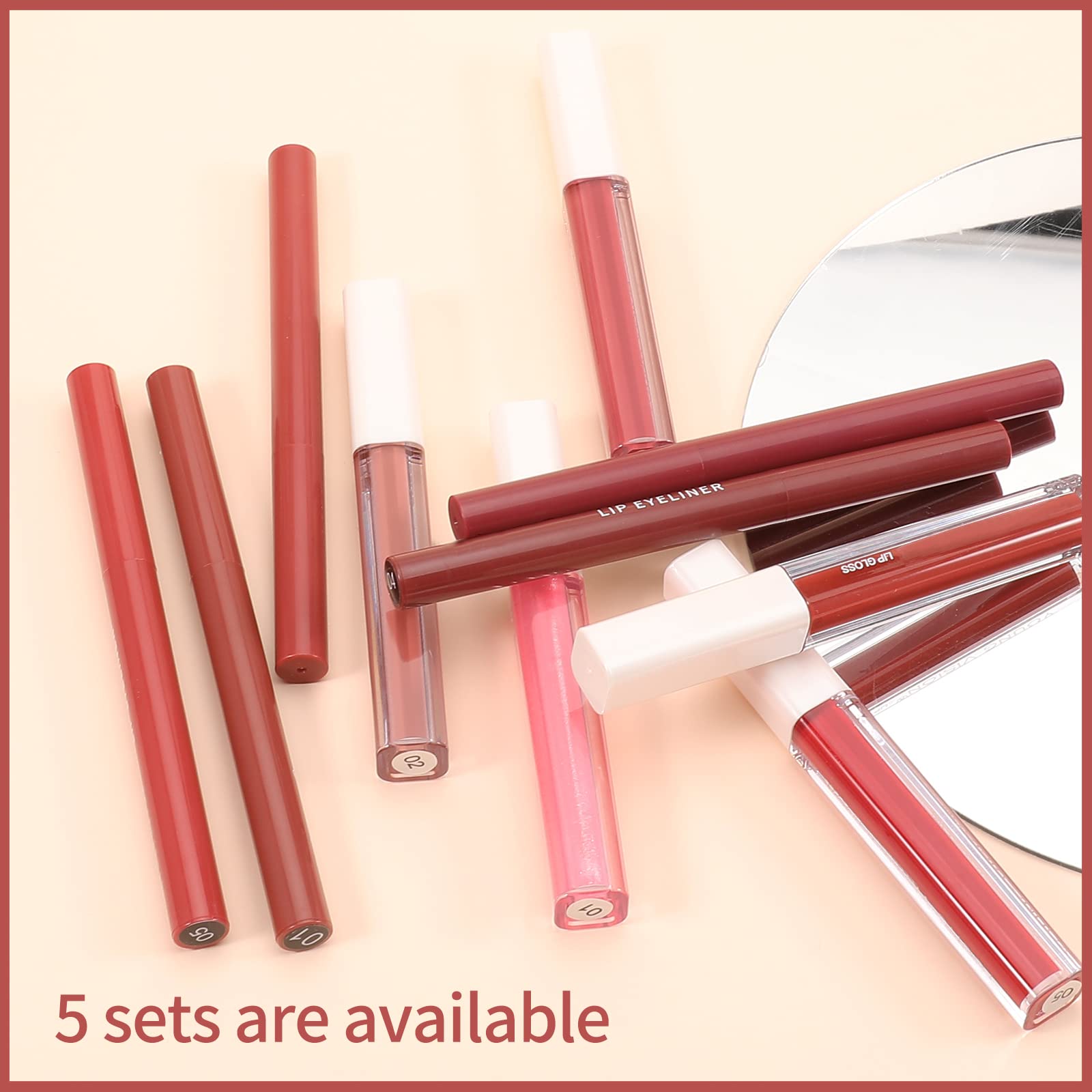 Boobeen Matte Lip Pencil & Liquid Lipstick Set - Long Lasting Waterproof Lip Makeup Kit with Dark Red & Nude Shades, Velvet Lip Gloss for Daily Wear, Parties & Special Occasions