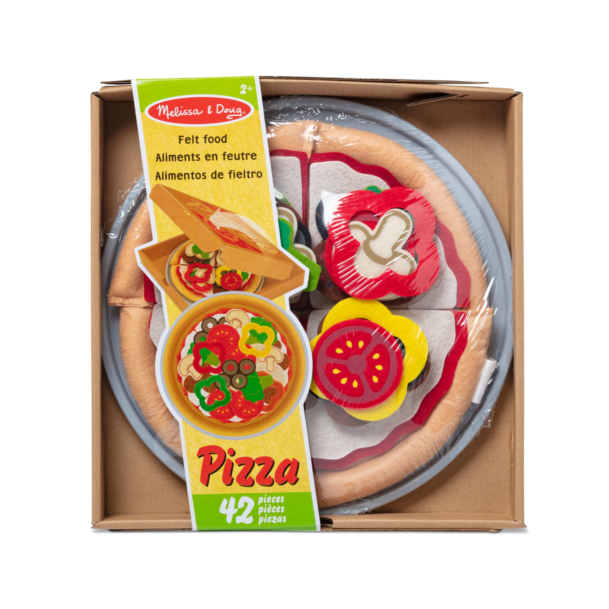 Melissa & Doug Felt Food Mix 'n Match Pizza Play Set (40 Pieces) - Pretend Play Pizza Toy for Kids Ages 2+, Educational Kitchen Toy for Toddlers - Perfect for Imaginative Play, Birthday Gifts & Preschool Learning Activities