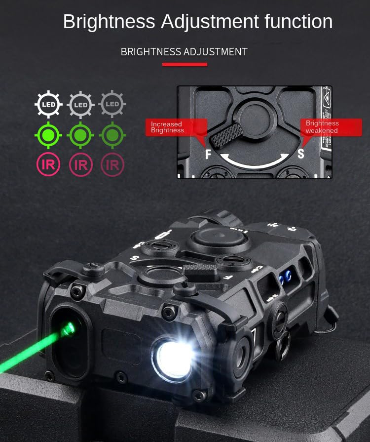 Tactical OG Box Laser Sight with Strobe, Momentary & Constant Modes - White Flashlight + Red/Green/Blue/IR Laser - Includes Pressure Switch for 20mm Rail (Black, Blue Laser) - Perfect for Hunting, Airsoft & Tactical Training