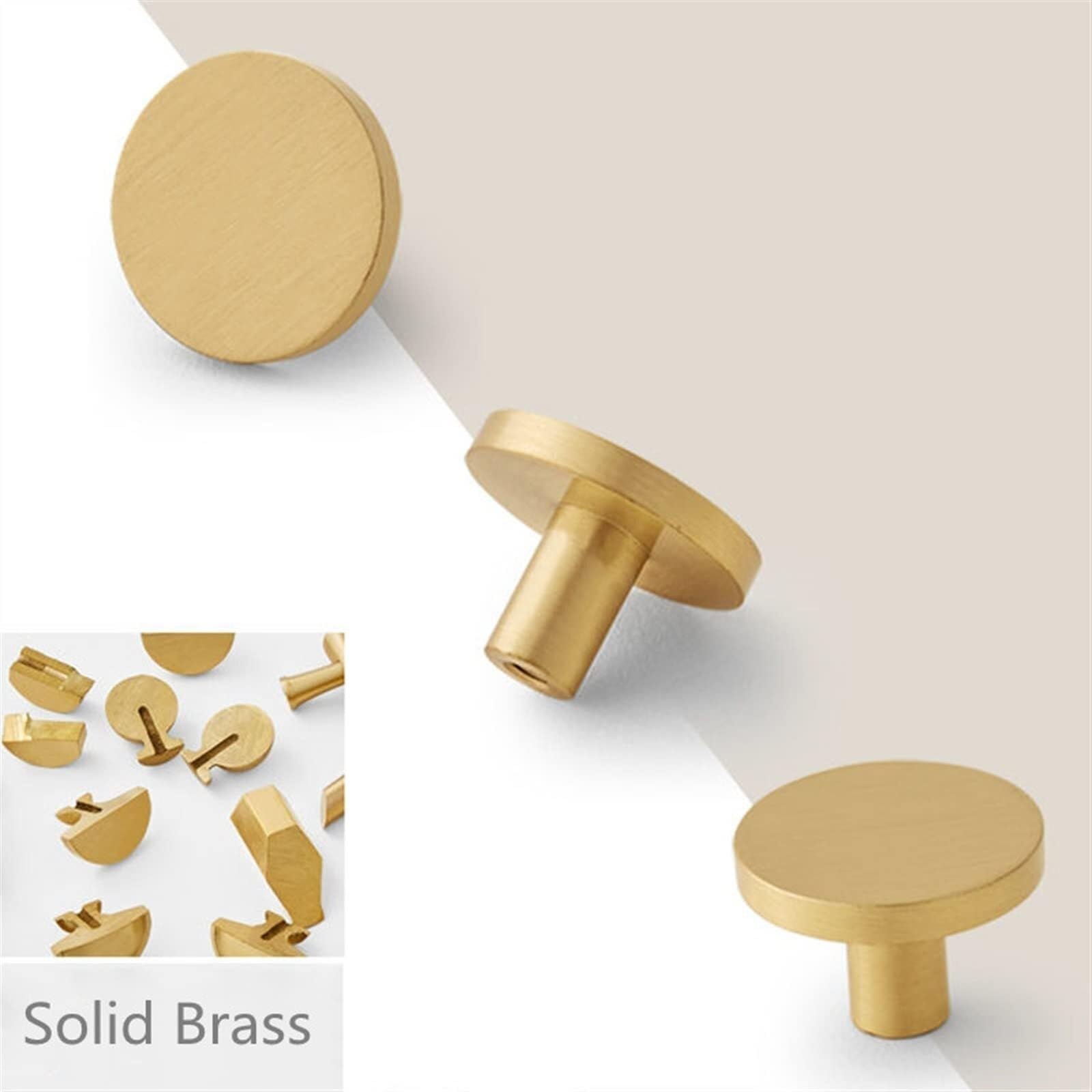 25mm/33mm/44mm Round Gold Brass Drawer Knobs - Solid Copper Cabinet Handles for Wardrobe, Locker & Furniture (1-Pack) - Perfect for Bedroom, Kitchen & Office Cabinets
