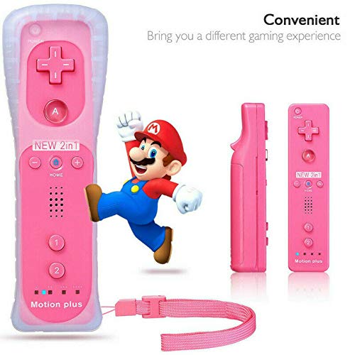 2 in 1 Wireless Game Controller with Motion Plus for Nintendo Wii & Wii U - Ergonomic Joystick with Silicone Case & Wrist Strap (Black) - Perfect for Family Game Nights & Interactive Gaming Sessions