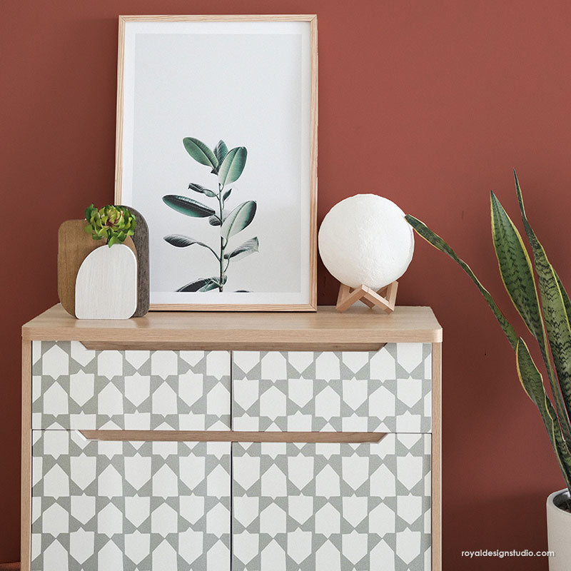 Emblematic Furniture Stencil - DIY Wood Decor Template for Cabinets, Tables & Home Projects | Perfect for Upcycling, Crafts & Custom Furniture Design