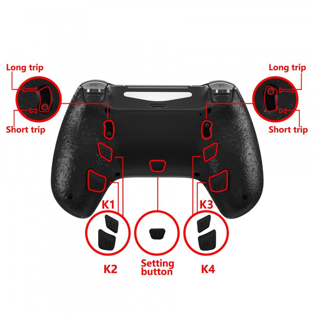eXtremeRate White DECADE Tournament Controller Upgrade Kit for PS4 Controller JDM-040/050/055 - Includes Upgrade Board, Ergonomic Shell, Back Buttons & Trigger Stops (Controller Not Included) - Perfect for Competitive Gaming & PS4 Modding