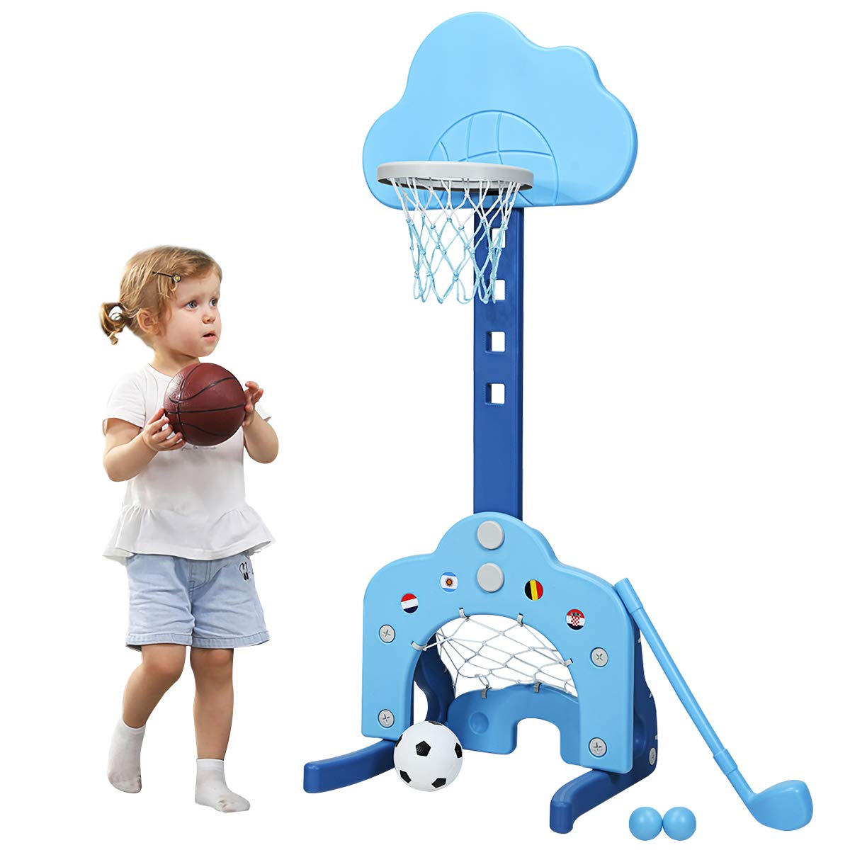 Costzon Adjustable Kids Basketball Hoop Set - Indoor/Outdoor Sports Toy for Toddlers - Best Gift for Boys & Girls