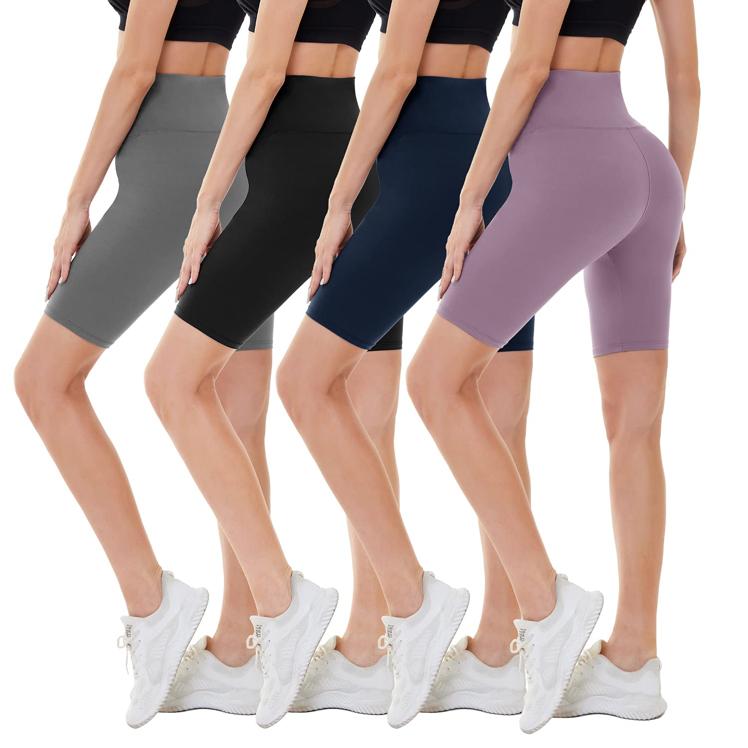 CAMPSNAIL Women's High Waist Biker Shorts 4-Pack - 8