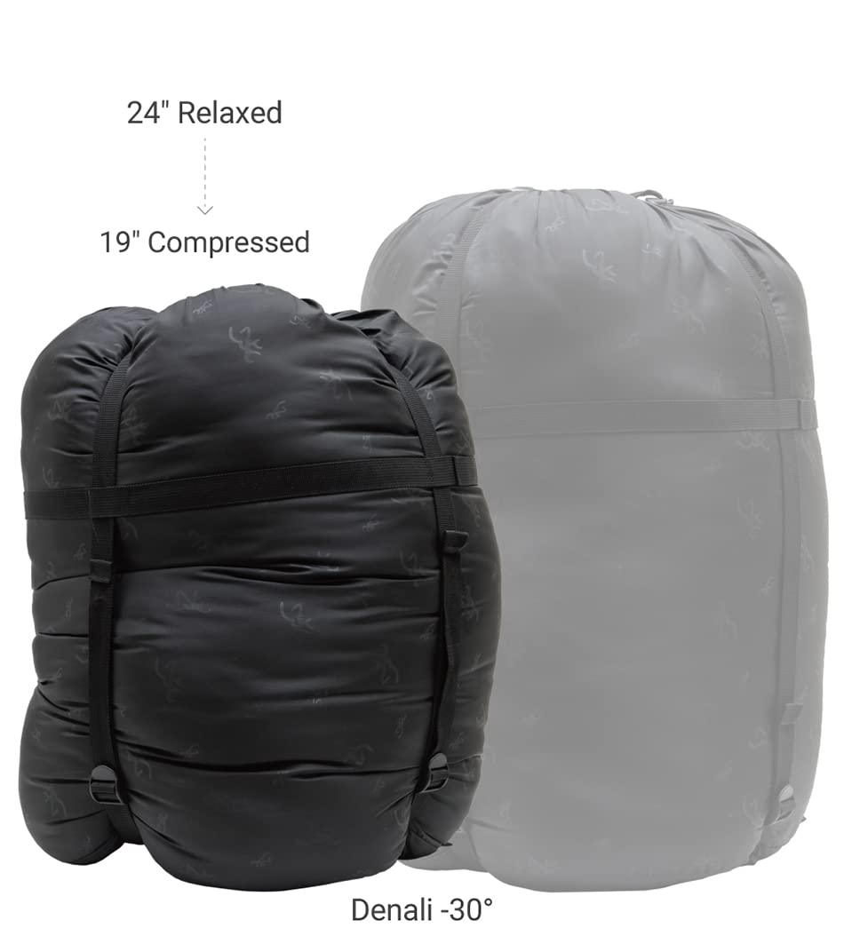 Browning Camping Denali -30°F Extreme Cold Weather Mummy Sleeping Bag for Adults - Lightweight, Water-Resistant, Charcoal/Gray - Perfect for Winter Camping, Backpacking & Outdoor Adventures