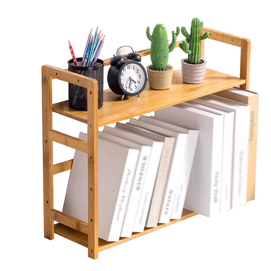 2-Tier Bamboo Magazine Rack - Freestanding Newspaper & Book Organizer for Home Office (53x18x43cm) | Perfect for Living Room, Bedroom & Study Desk Storage