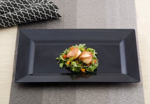 Premium 13.5 x 8.5 Inch Black Rectangle Dinner Plates - Set of 120 - Elegant Modern Tableware for Restaurants, Catering & Home Dining - Durable Porcelain Plates for Buffets, Parties & Everyday Use