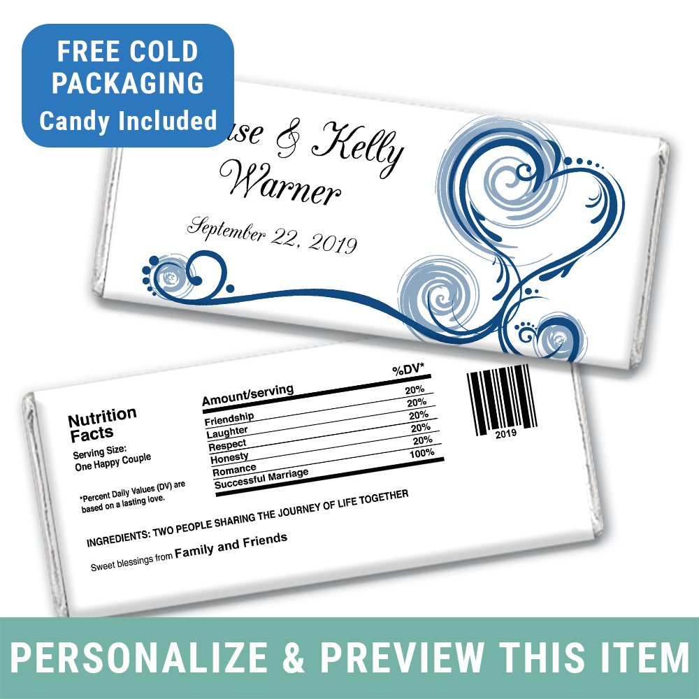 Personalized Chocolate Bars for Wedding Favors - 36 Pack Custom Bridal Shower Candy Gifts for Guests - Perfect for Wedding Receptions, Bridal Parties & Thank You Gifts