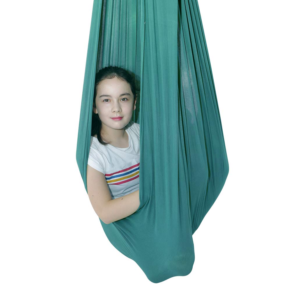 TOPARCHERY Therapy Swing for Kids - Indoor Sensory Cuddle Hammock for Special Needs, ADHD & Aspergers - Green Snuggle Swing with Hardware Set - Perfect for Relaxation, Calming & Sensory Integration Therapy