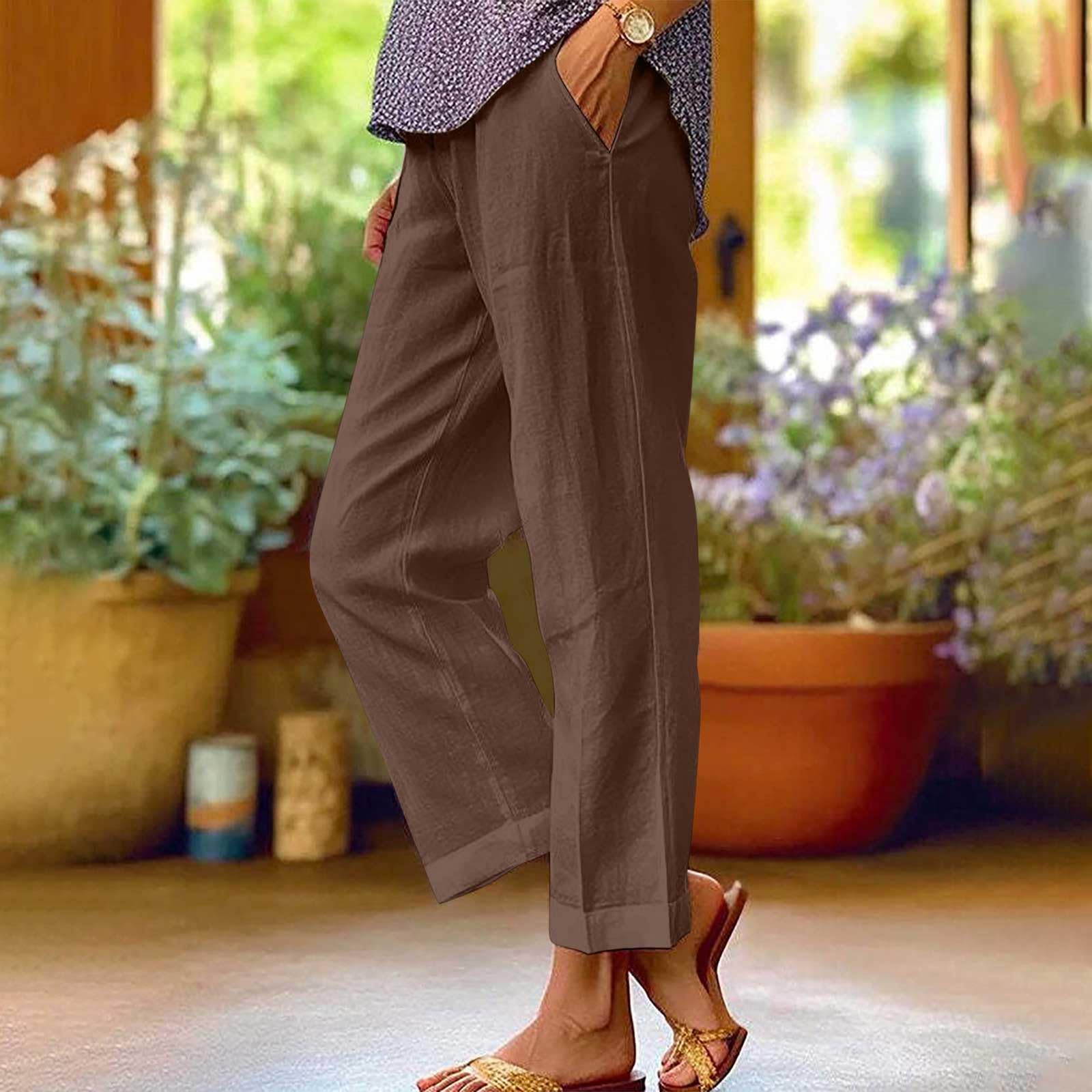 2024 Women's Summer Capri Pants - Breathable Linen Cropped Pants for Beach, Travel & Casual Wear | Comfortable Lightweight Lounge Pants