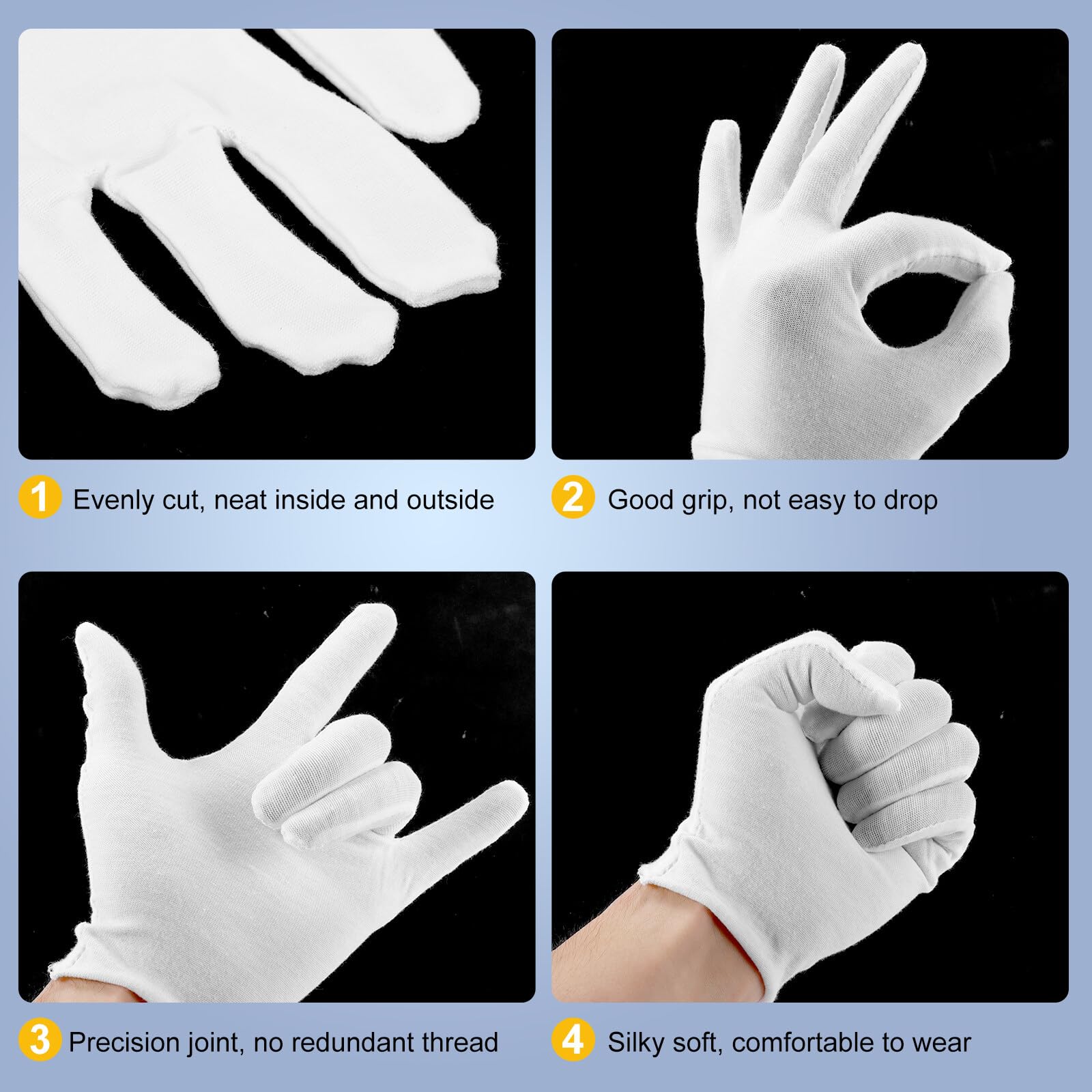 12 Pairs White Cotton Gloves - 100% Breathable Soft Hand Protection for Kids & Adults - Eczema Relief & Dry Skin Care - Perfect for Nighttime Moisturizing & Dermatologist Recommended Treatments