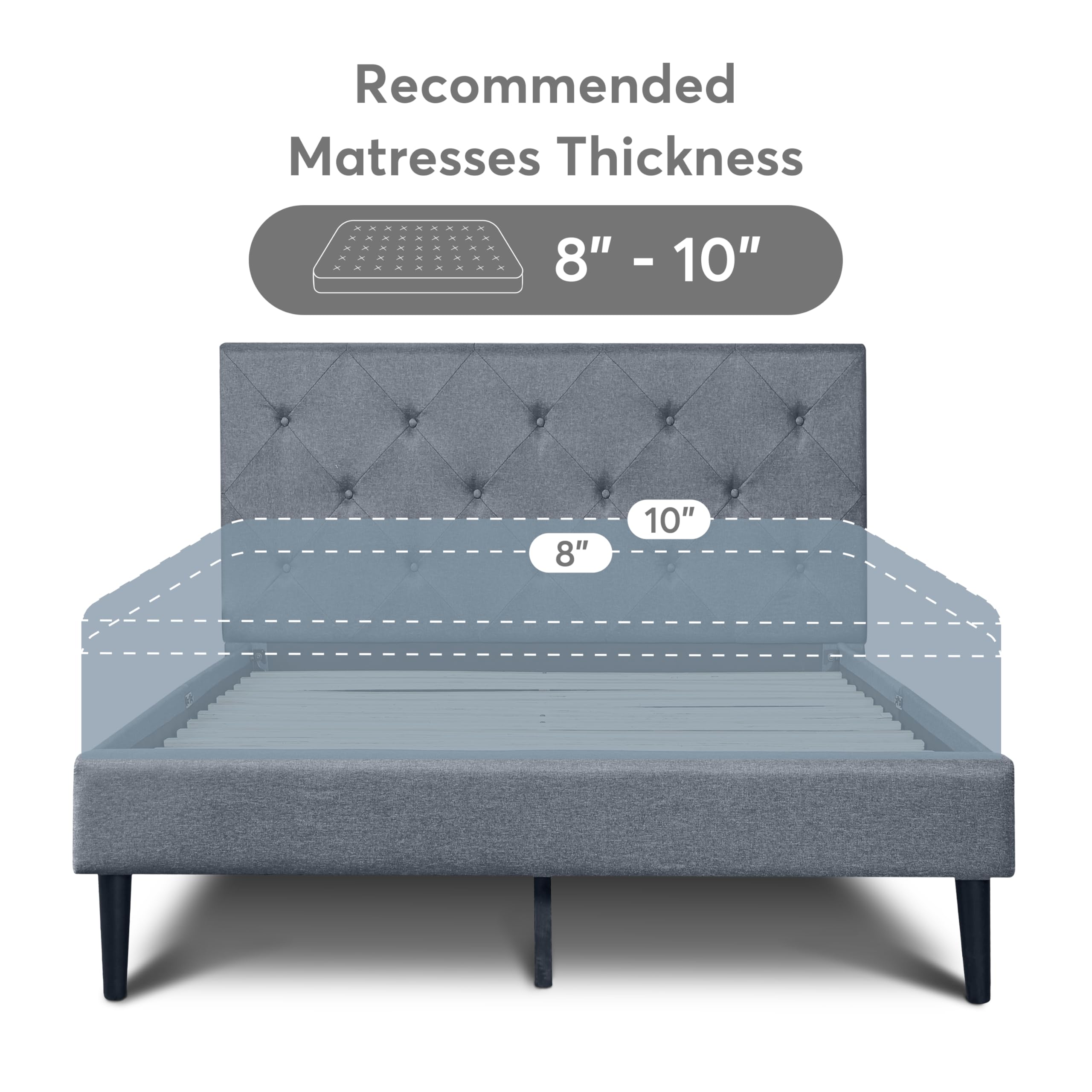 Camden Isle Monticello Queen Size Platform Bed Frame - Gray Wooden Bed with Sturdy Slat Support - Perfect for Modern Bedrooms & Guest Rooms