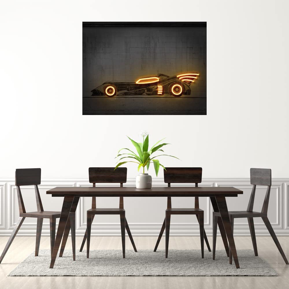Batmobile 89y Fine Art Canvas Wall Decor by Artist Octavian Mielu - Ready to Hang 43x32 Inch - Perfect for Living Room, Bedroom, Office & More - Superhero Themed Home Decor for Movie Fans & Collectors