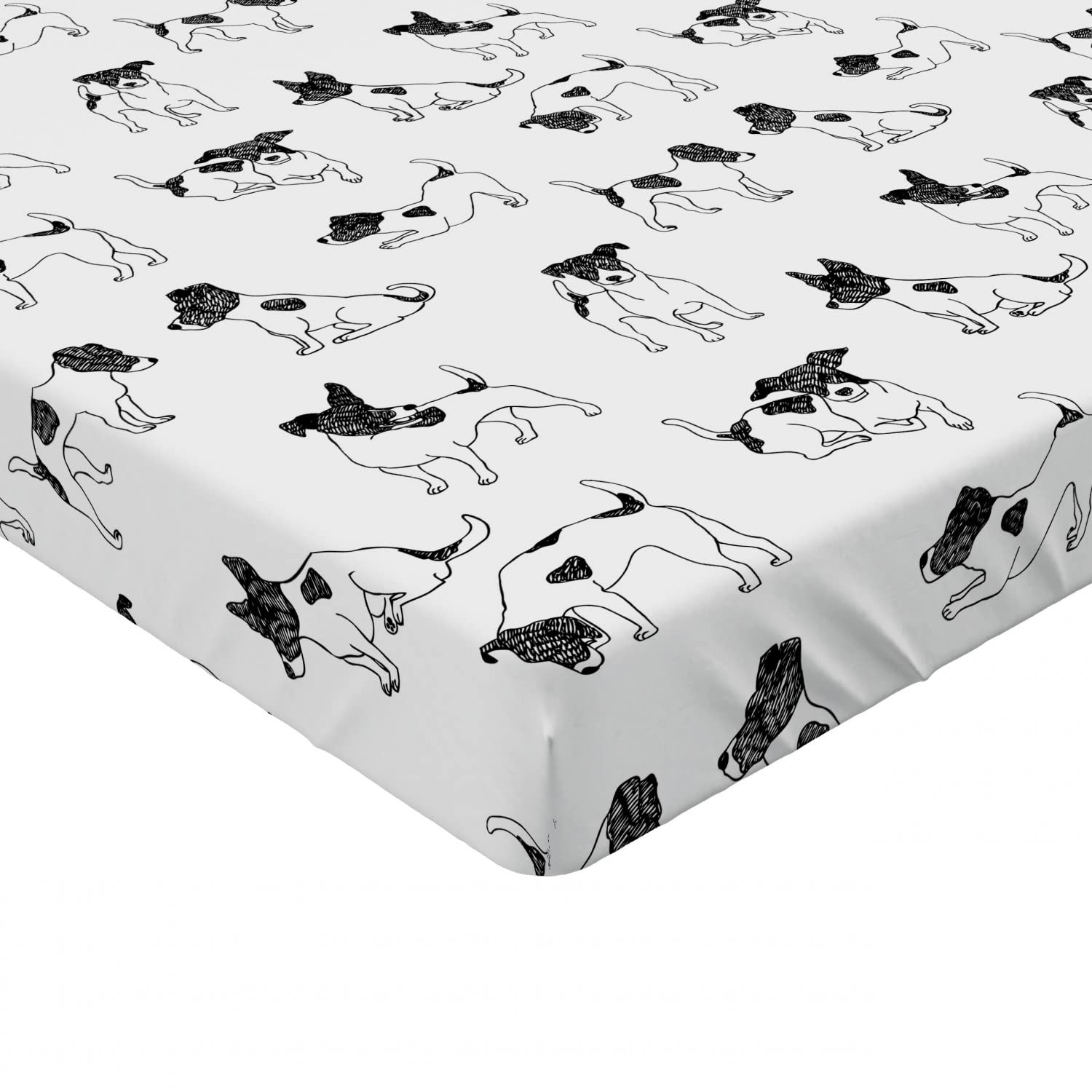 Ambesonne Dog Lover 2-Pack Twin XL Fitted Sheets - Sketch Terriers Design for Pet Lovers Bedroom