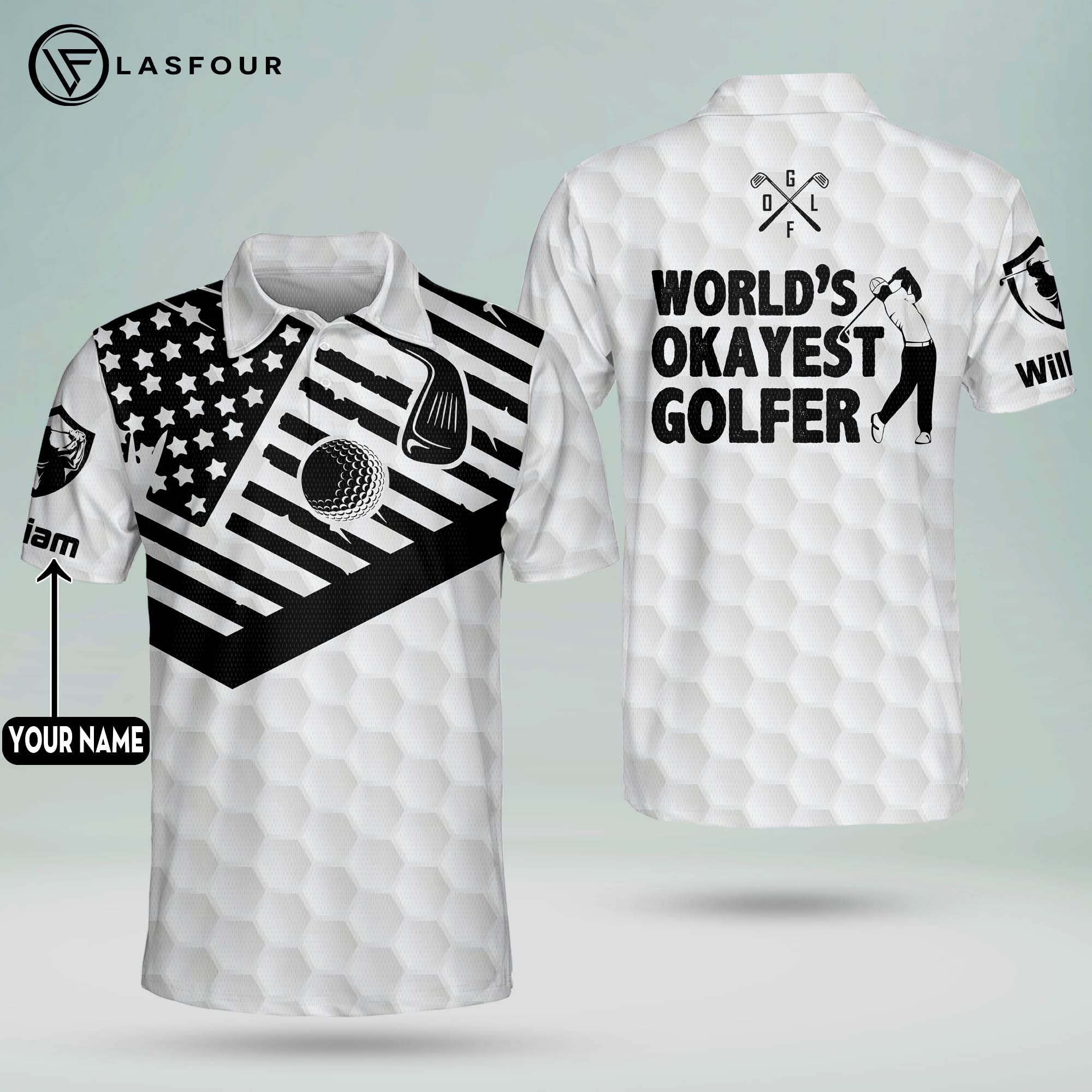 LASFOUR Personalized Skull Golf Shirts for Men - Dry Fit Lightweight Short Sleeve Polo Shirt - Funky Design for Golf, Casual Wear & Outdoor Activities