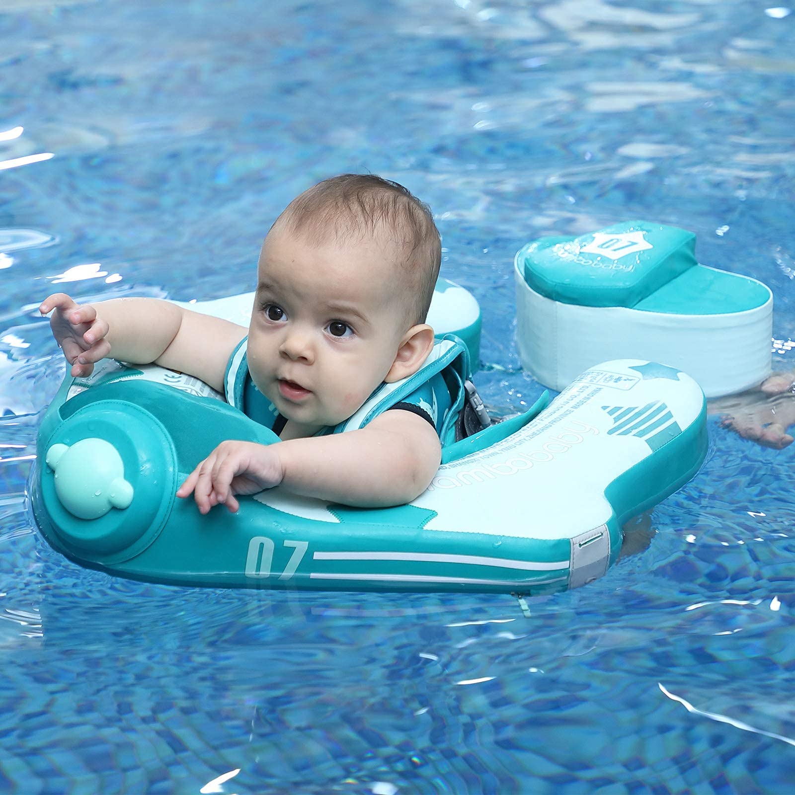 HECCEI Mambobaby Inflatable Airplane Baby Float with Adjustable Sun Canopy - Pink for Pool, Beach & Water Play | Safe Swimming Aid for Toddlers & Infants