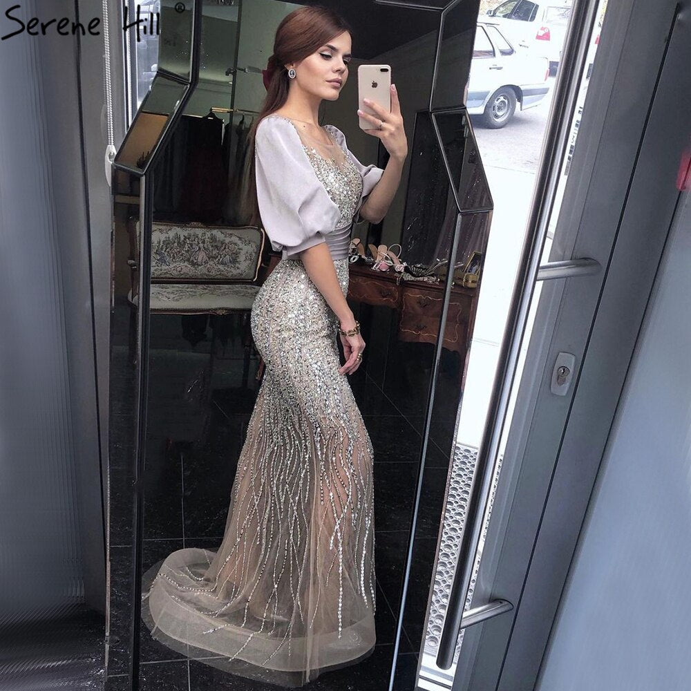 Elegant Mermaid Evening Dresses for Women, Half Sleeve Party Gowns, LA70809 - Perfect for Prom, Wedding & Formal Events