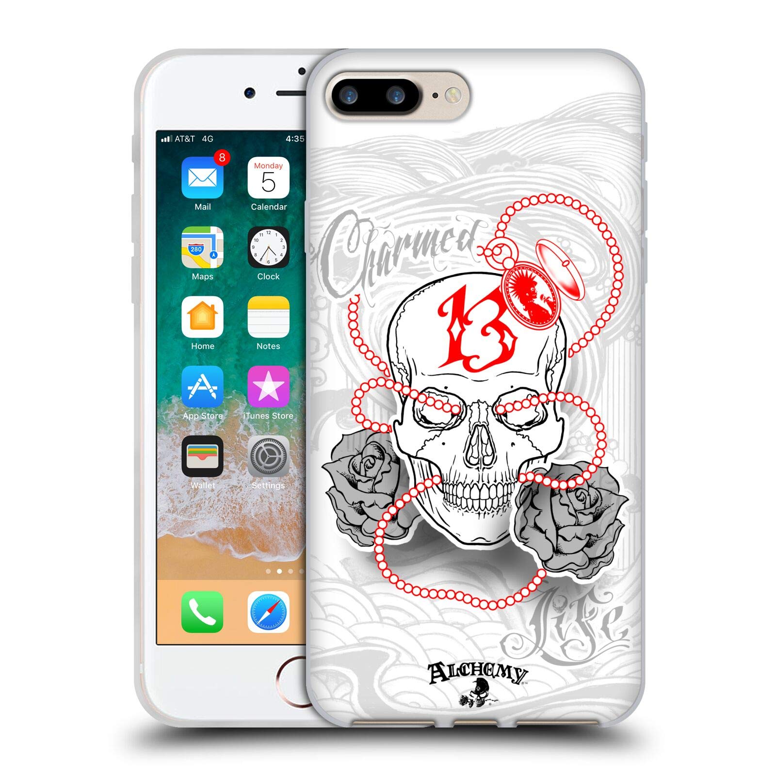Officially Licensed Alchemy Gothic Charmed Life Locket Skull Soft Gel Case for iPhone 7 Plus/8 Plus - Gothic Jewelry-Inspired Phone Cover for Women & Men | Perfect for Halloween, Gothic Fashion & Alternative Lifestyle