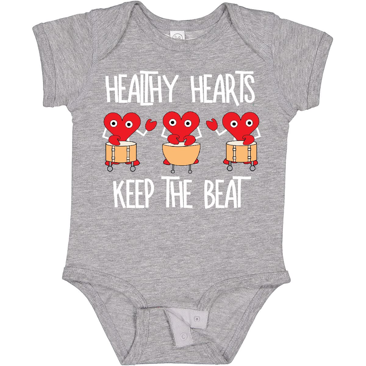 Inktastic Healthy Hearts White Text Baby Bodysuit - Cute Organic Cotton Onesie for Newborns & Infants - Perfect for Valentine's Day, Family Photos & Everyday Wear
