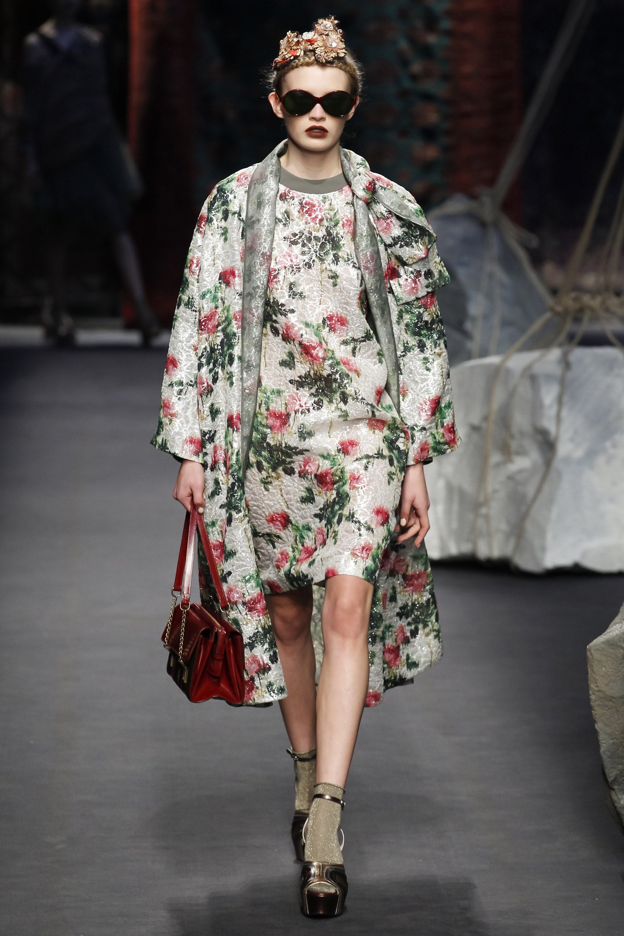 Antonio Marras Spring 2016 Floral Shimmer Shift Dress - Elegant A-Line Silhouette for Women | Perfect for Cocktail Parties, Weddings & Special Occasions