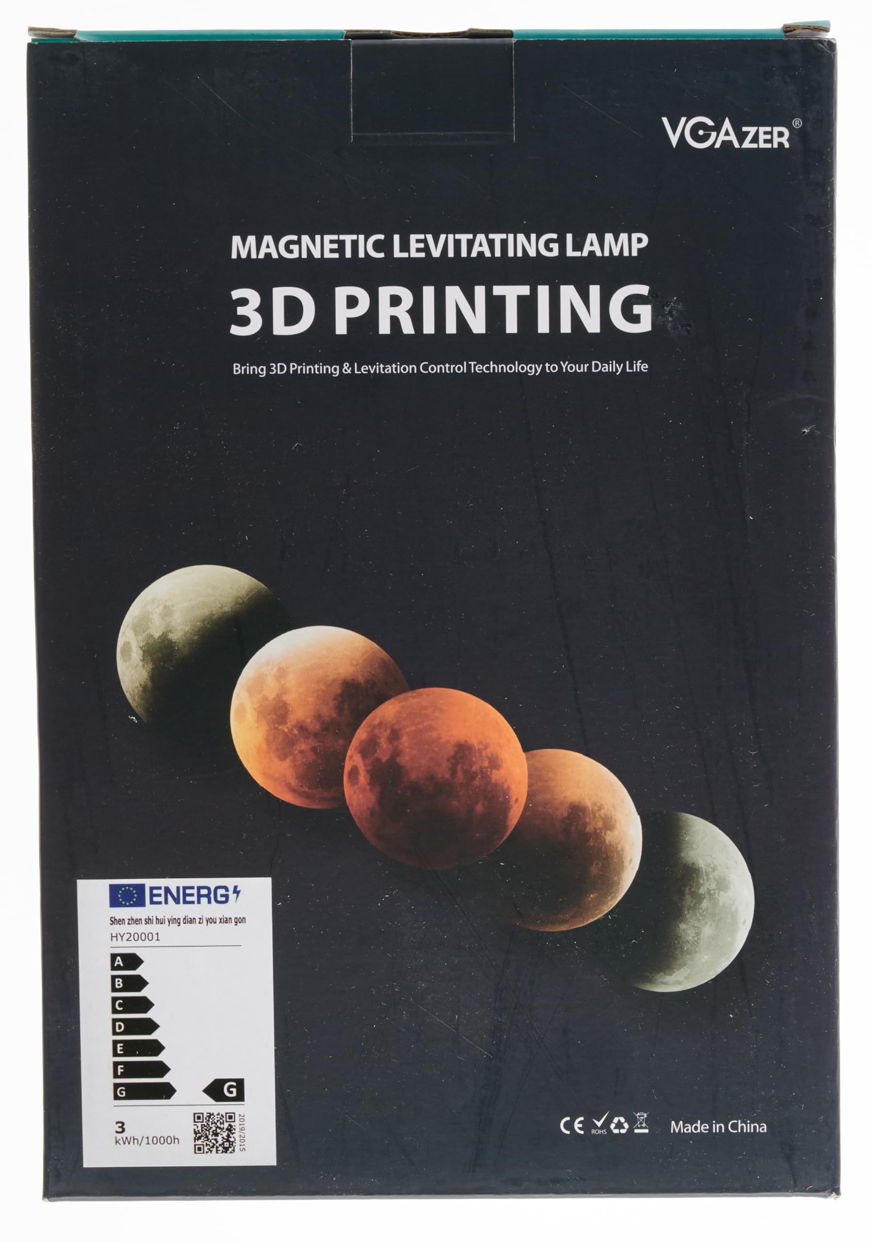 VGAzer Levitating Moon Lamp - Floating & Spinning LED Night Light with Luxury Faux Wooden Base, 3D Printed Moon Light | Perfect Unique Gift for Home Decor, Bedroom, Office Desk, Romantic Atmosphere & Tech Enthusiasts