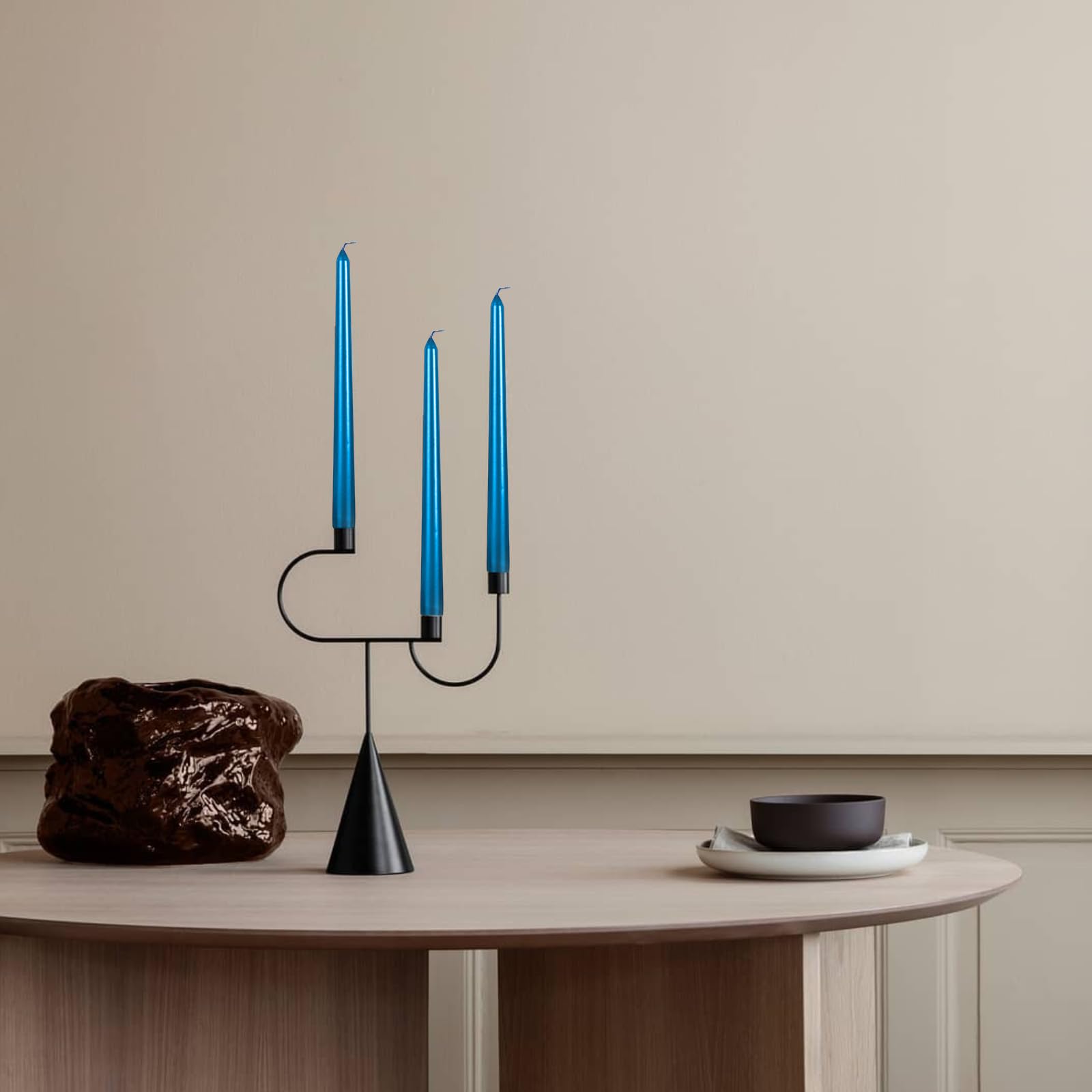 4-Pack 10-Inch Blue Metallic Spiral Taper Candles - Dripless Unscented Dinner Candles for Romantic Dining, Wedding Decor, Holiday Centerpieces & Home Ambiance Lighting (4 Pieces)