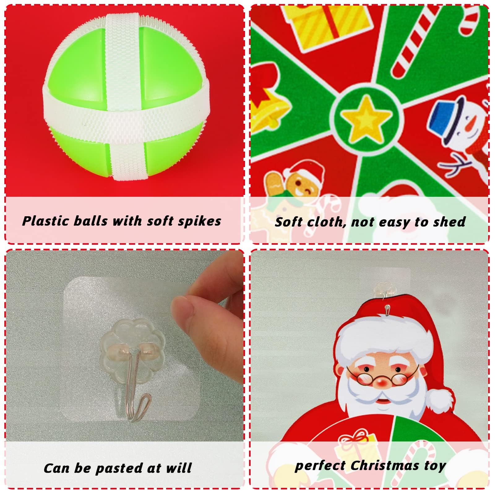 Chiazllta 2 Pack Christmas Games for Kids - Santa Claus Dart Board Set with Sticky Balls, Indoor/Outdoor Party Toys for Holiday Fun - Includes 2 Dart Boards, 6 Balls & 2 Hooks - Perfect for Family Gatherings, Christmas Parties & Kids' Playtime