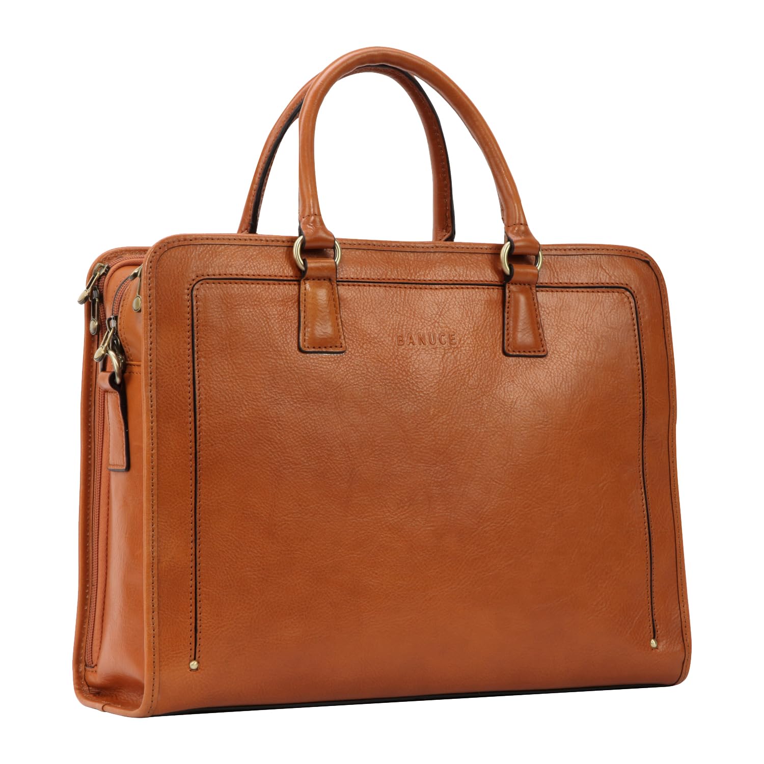 Vintage Italian Leather Briefcase for Women - Genuine Full Grain Leather Laptop Bag, Stylish Business Work Bag, Brown (Perfect for Office, Travel & Professional Meetings)