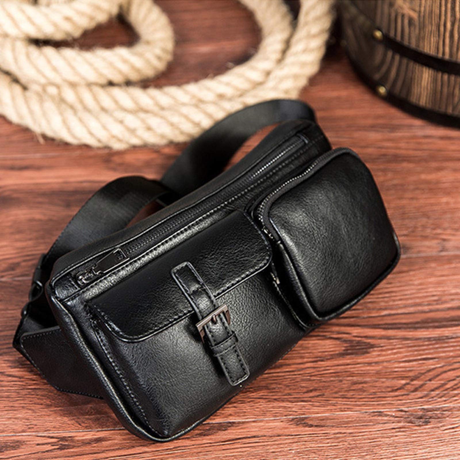 Premium Leather Waist Pack for Men & Women - Adjustable Sling Bag for Hiking, Running, Travel & Outdoor Adventures | Hands-Free Crossbody Fanny Pack for Gym, Concerts & Daily Use