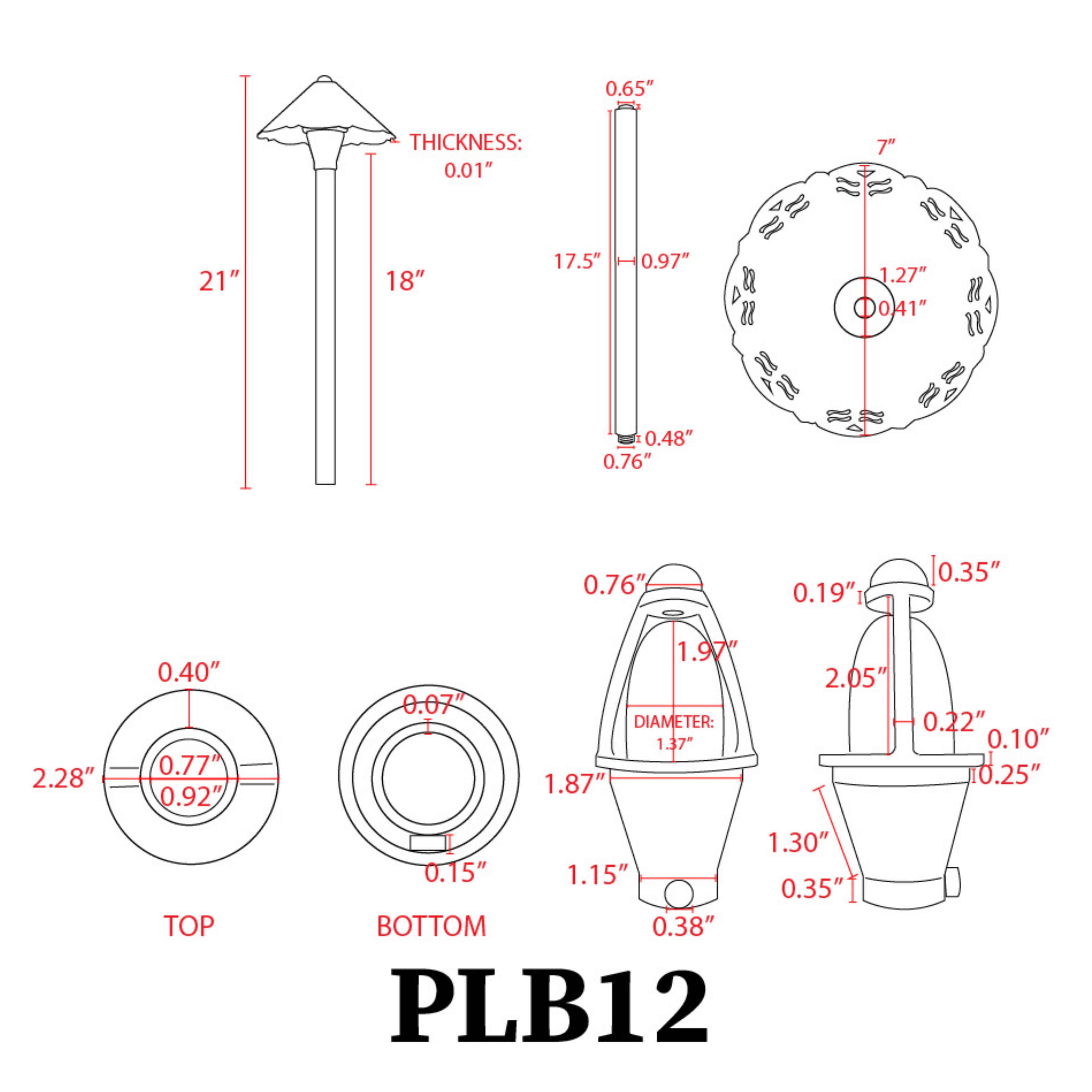 PLB12 4x/8x/12x Brass LED Pathway Lights - 3W 3000K Warm White Low Voltage Outdoor Landscape Lighting for Garden, Yard, Walkway, and Driveway Illumination