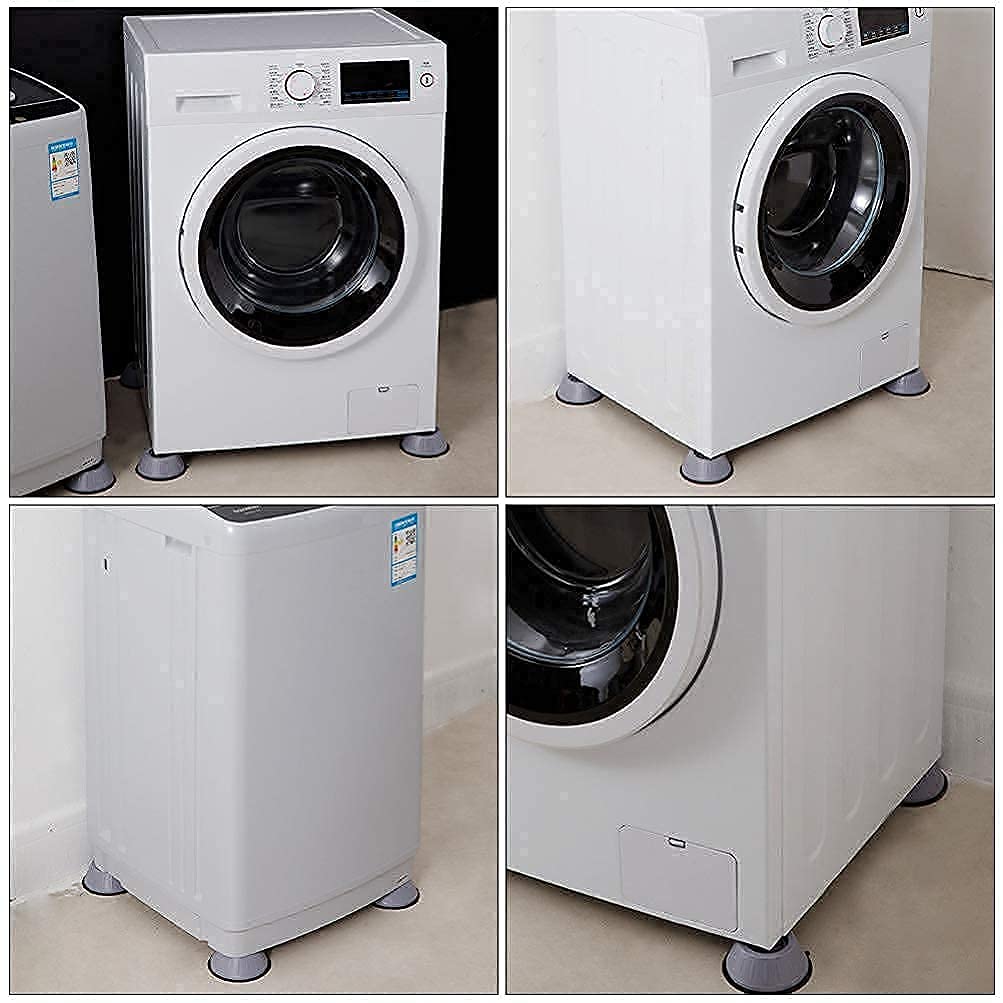 Sellcrop 4-Pack Washing Machine Anti-Vibration Pads - Heavy Duty Washer & Dryer Stabilizer Stand with Height Adjustment - Reduce Noise & Vibration for Home Laundry Room Appliances (Perfect for Apartments & Small Spaces)