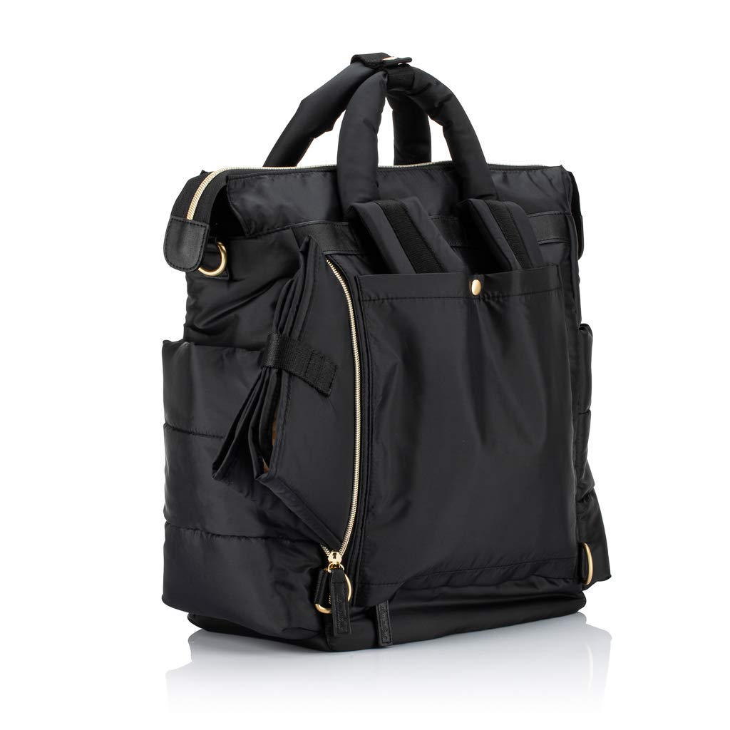 Itzy Ritzy Dream Convertible Diaper Bag - Baby Tote Backpack with 14 Pockets, Changing Pad, Insulated Bottle Holder | Perfect for Newborns & Toddlers | Stylish & Functional for Daycare, Travel & Shopping (Midnight Black)