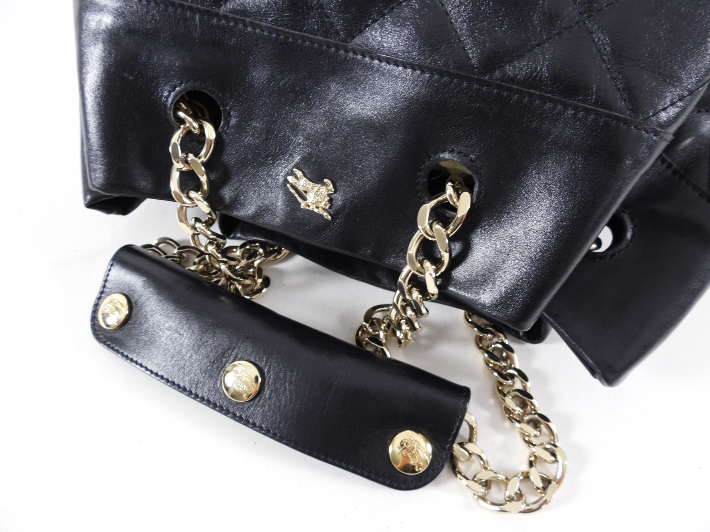 Burberry Black Leather Quilted Drawstring Chain Bucket Bag for Women | Luxury Designer Handbag for Everyday Use, Work & Special Occasions