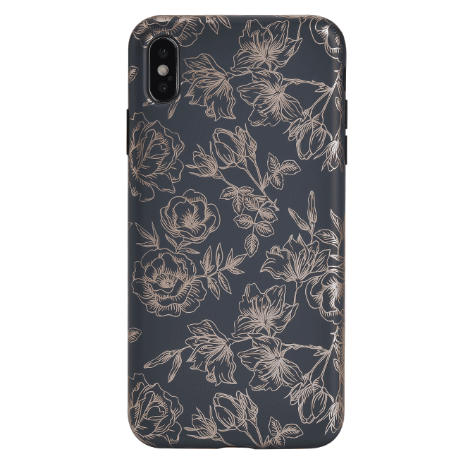 Elegant Floral Rose Gold Chrome iPhone Case - Stylish Protective Cover for iPhone 13/12/11/X - Perfect for Everyday Use, Office & Special Occasions