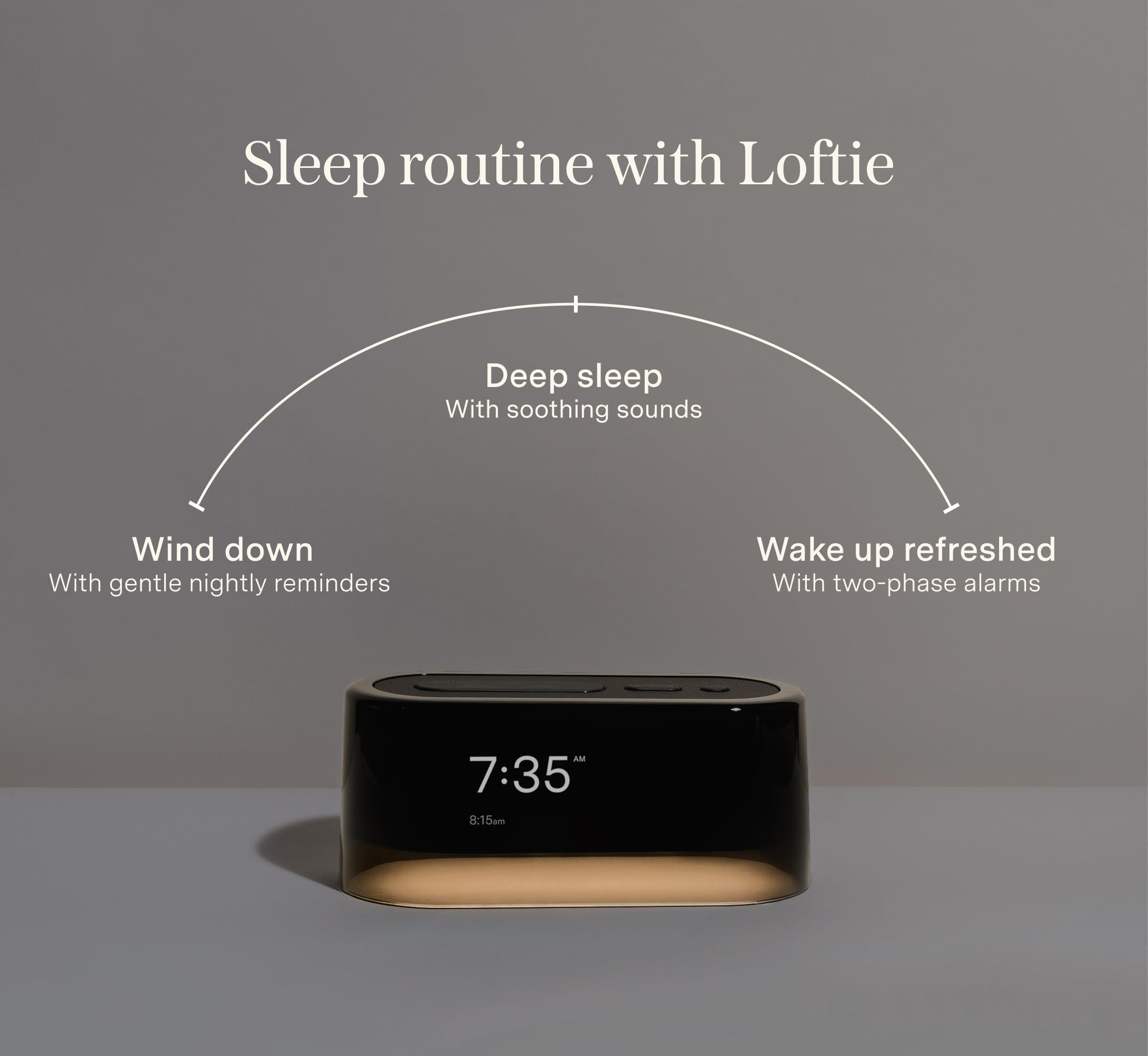 Loftie Smart Alarm Clock with Bluetooth Speaker, White Noise & Nightlight - Battery-Powered Bedroom Clock for Better Sleep (Black) | Perfect for Nightstands, Home Offices & Travel Use