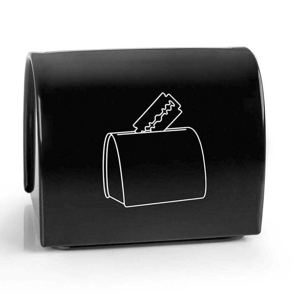 Razor Blade Disposal Case - Safe Sharps Storage Container for Used Safety Razor Blades | Black | Ideal for Home, Salon & Travel Use