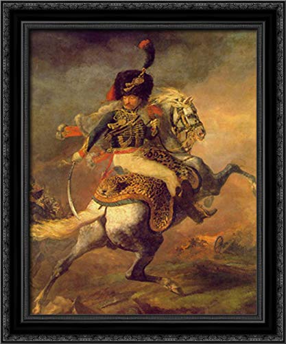 Theodore Gericault Imperial Horse Guards Officer Charging - 20x24 Black Ornate Wood Framed Canvas Art Print - Wall Decor for Living Room, Office & Military History Enthusiasts